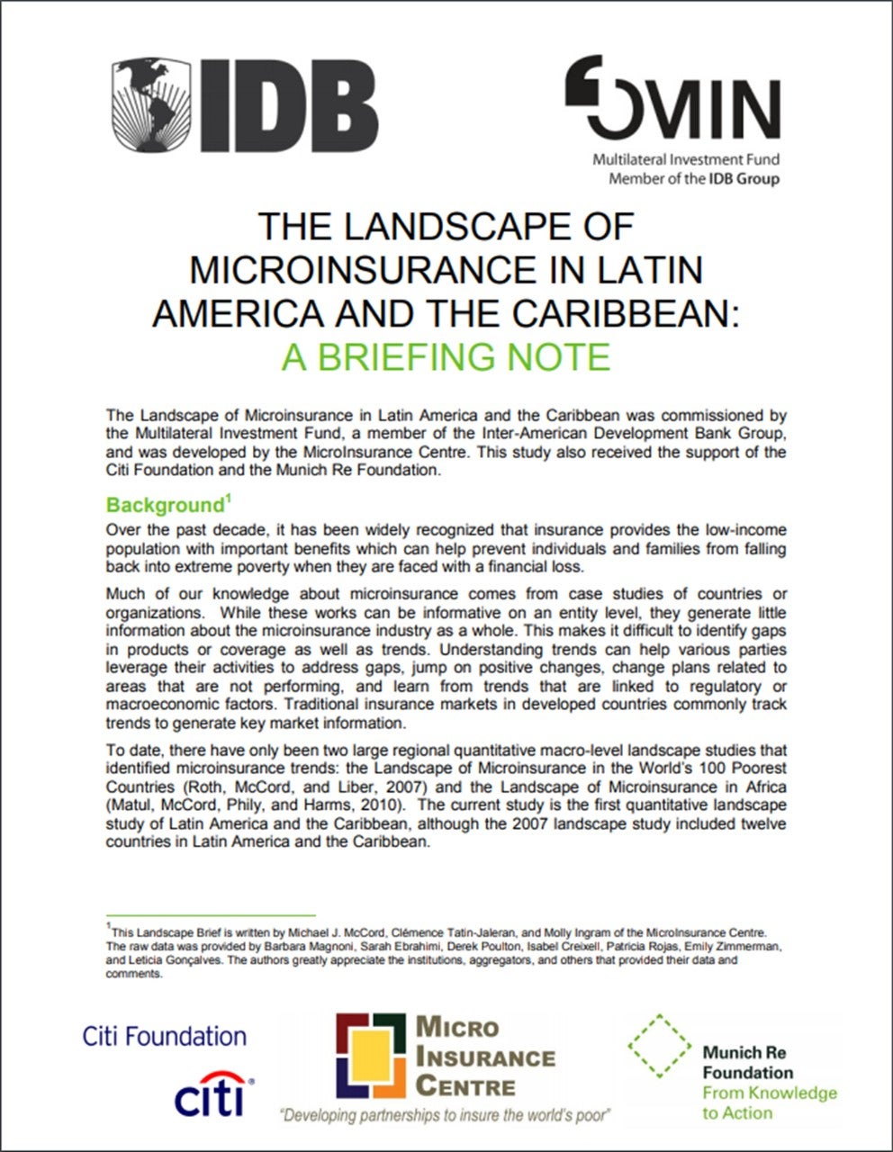 The Landscape of Microinsurance in Latin America and the Caribbean