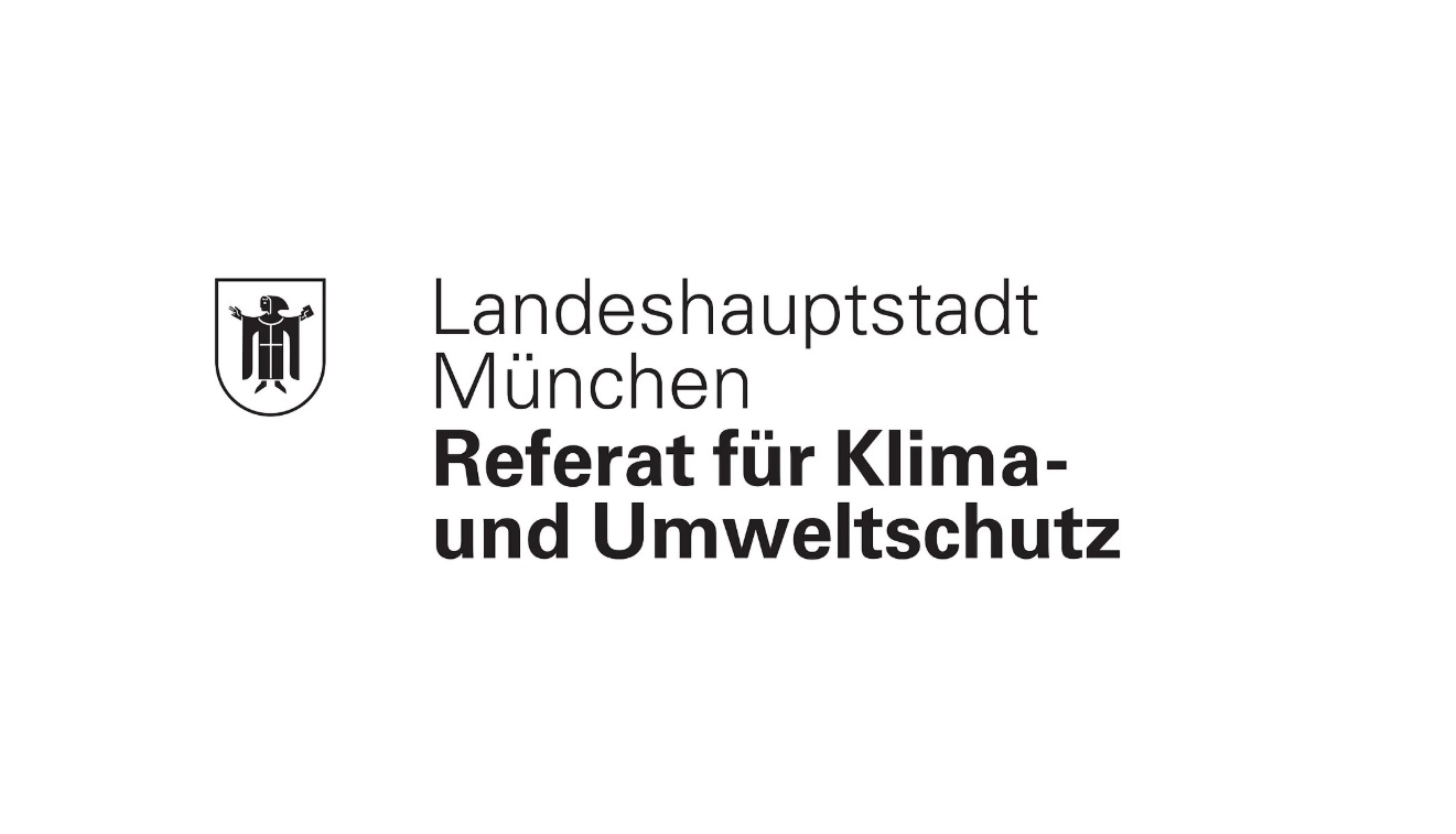 Logo der Landeshauptstadt München, Referat für Klima- und Umweltschutz in schwarzer Schrift auf weißem Hintergrund.