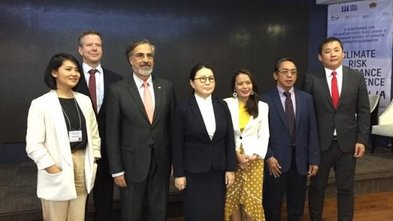 Left to right: Diana Almoro, RFPI Asia III Senior Advisor; Dirk Reinhard, Vice Chairman, Munich Re Foundation; Antonis Malagardis, RFPI Asia III Program Director; Davaasuren Sodnomdarjaa, Chairman, Financial Regulatory Commission of Mongolia; Shayne Rose Bulos, RFPI Asia III Senior Advisor; Dante Portula, RFPI Asia III Senior Advisor; Lt. Col. Baasansuren Demberelnyam, Director, Disaster Risk Management Department, National Emergency Management Agency