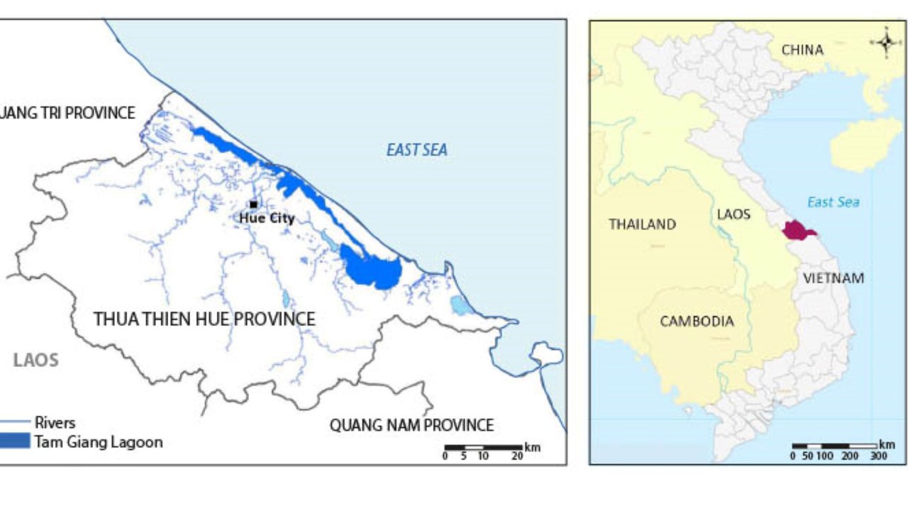 Map of Thua Thien Hue province in central Vietnam