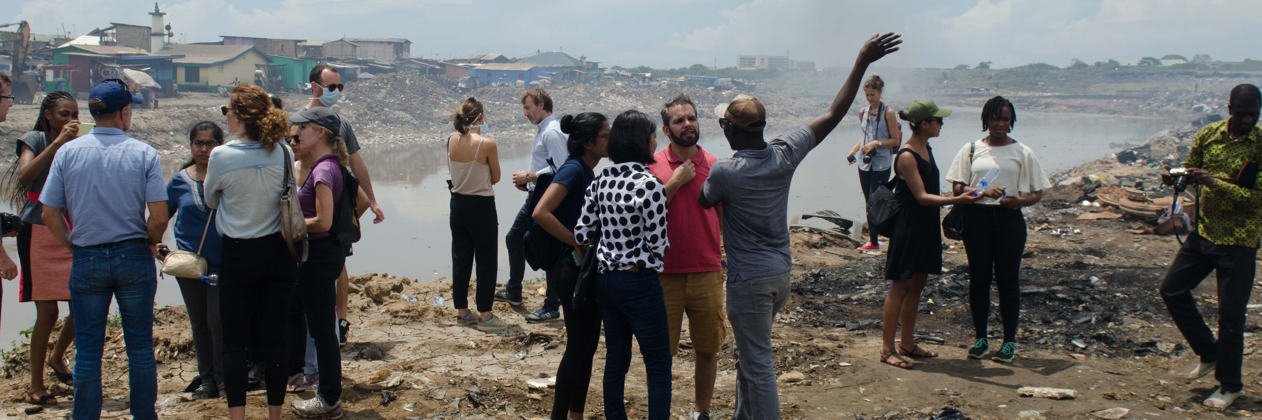 Group discussing in informal settlement